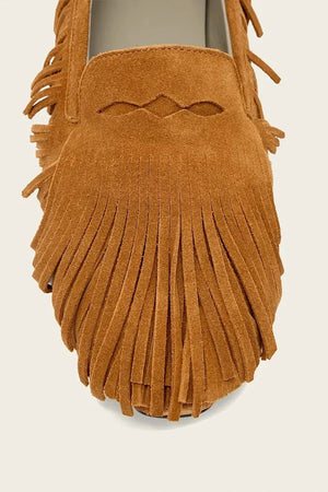 AllSaints mocasines de ante con flecos Sandy Fringe para mujer