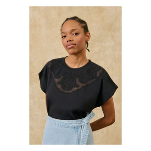 Louise Misha - Camiseta de Algodón Astralys | Negro