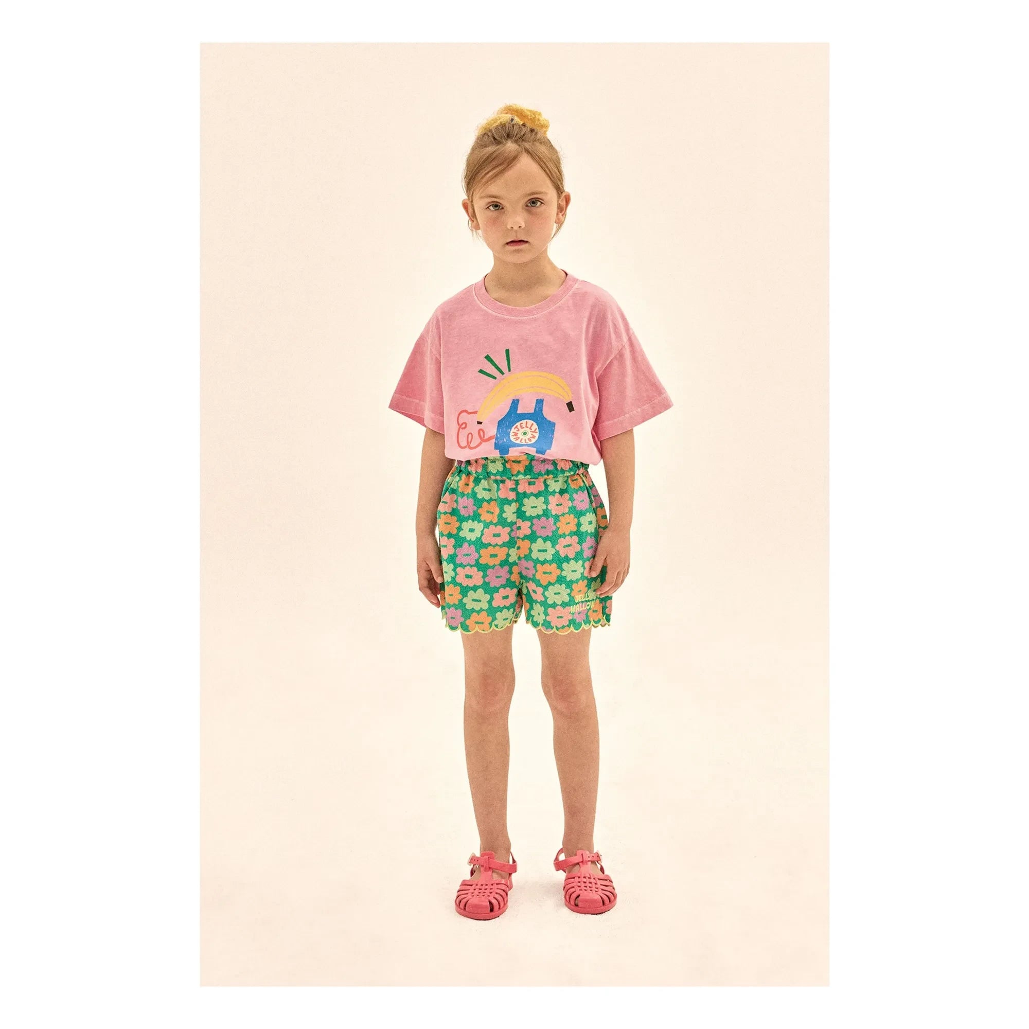 Jelly Mallow - Pantalón corto seersucker con estampado floral verde