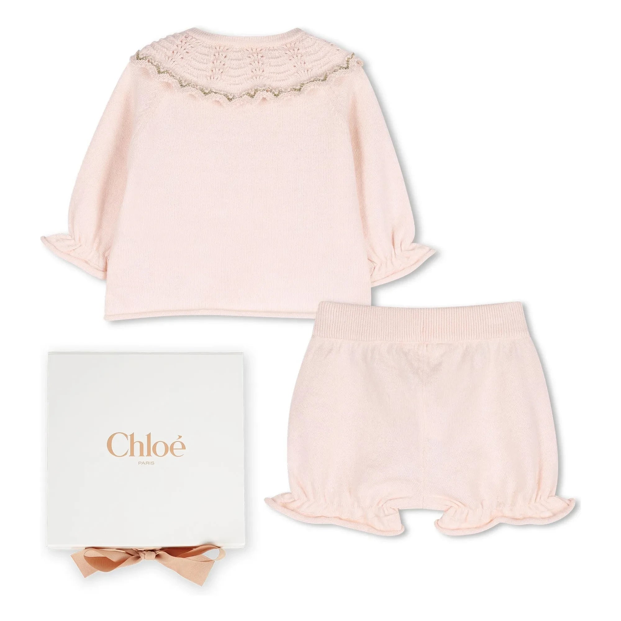Chloé - Conjunto de suéter y braguita de algodón orgánico | Rosa