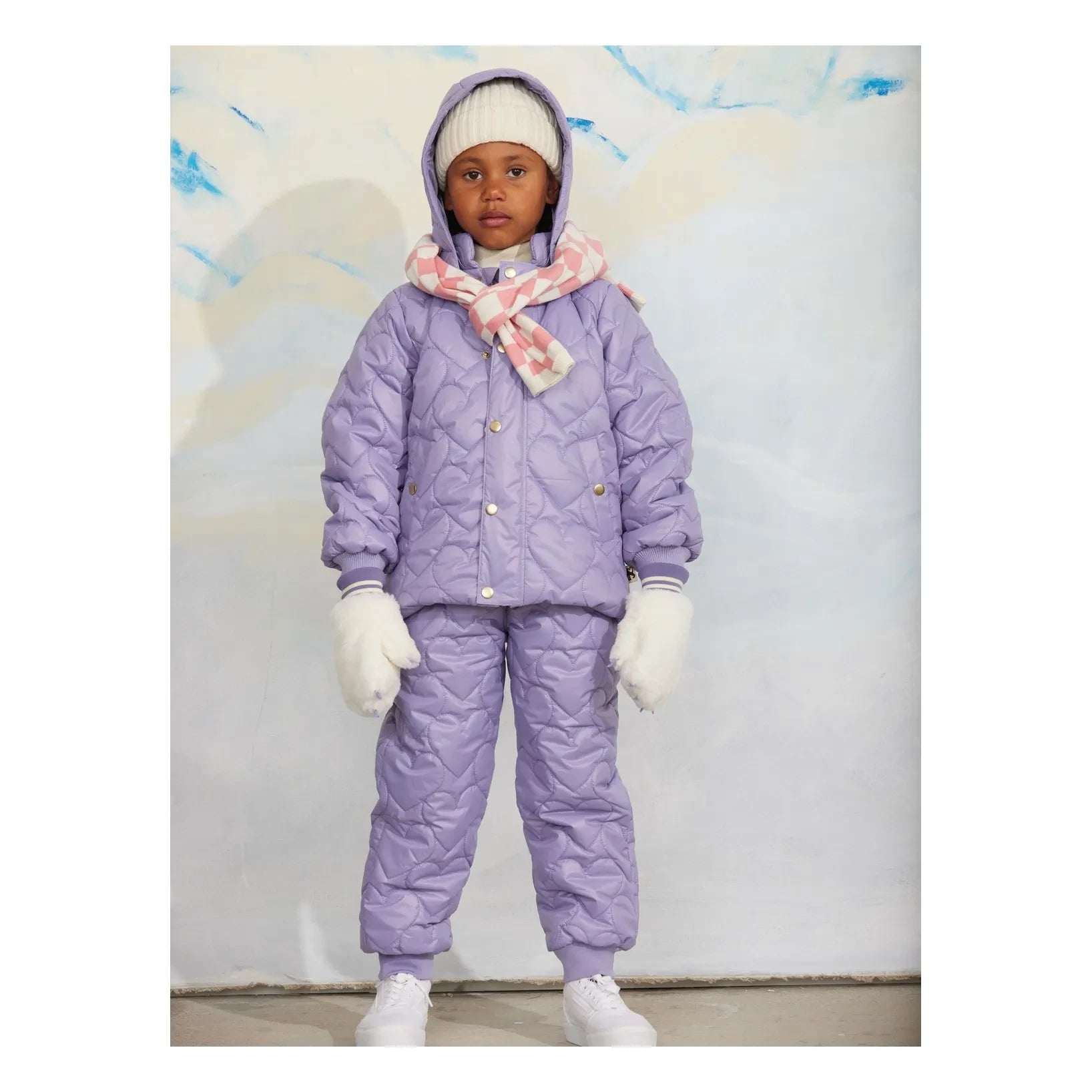 Mini Rodini - Plumífero reciclado estampado de corazones | Morado