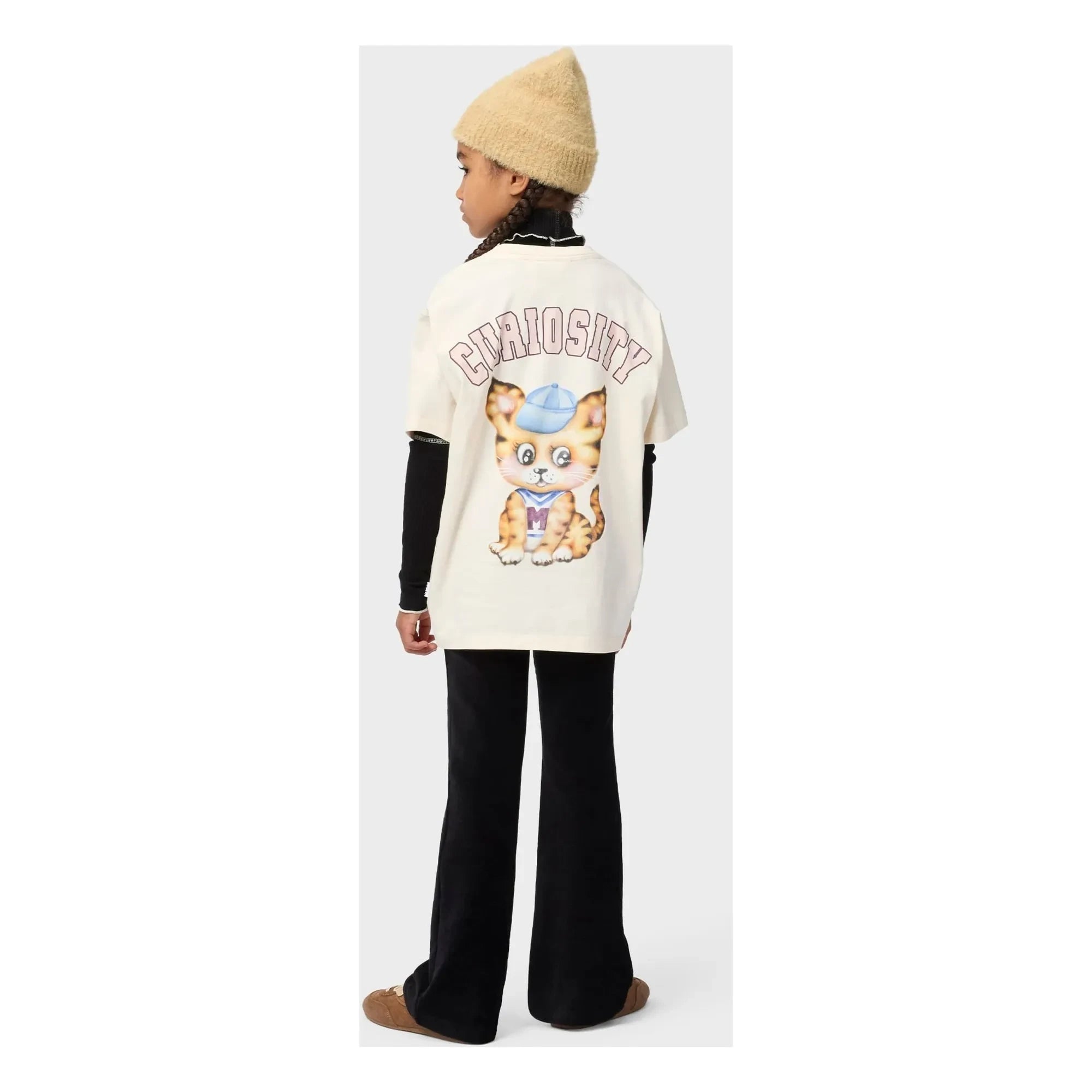 Molo - Camiseta de algodón orgánico Riley Curiosity Tiger | Blanco