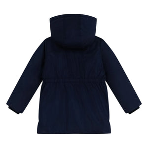 Petit Bateau - Parka de longitud media con cintura elástica lisa | Azul marino