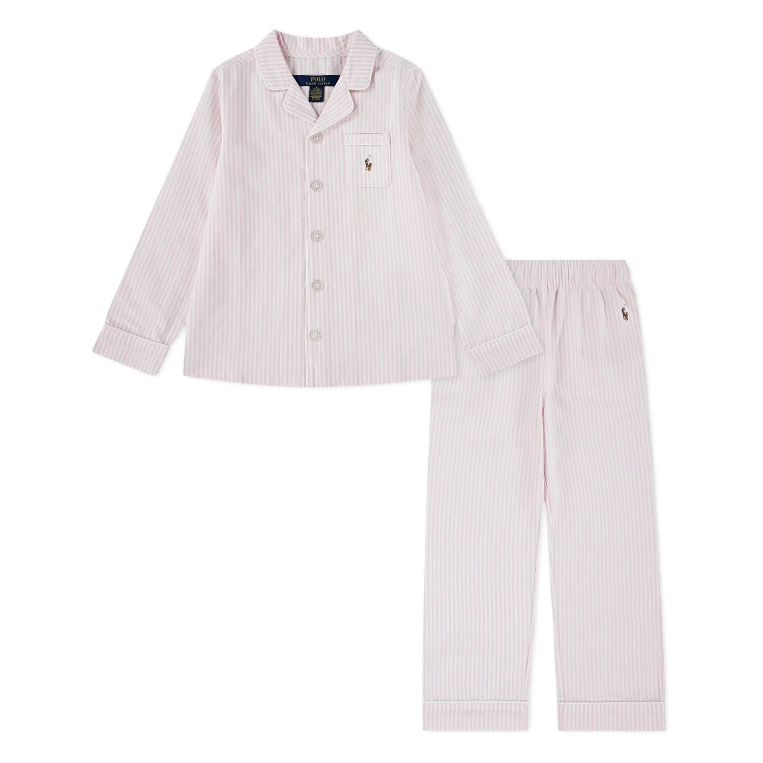 Ralph Lauren - Pijama de camisa y pantalón con logo de rayas | Rosa