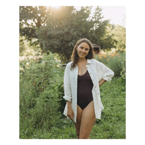Matona - 1 pieza Jersey escote en V Fibras recicladas | Berenjena
