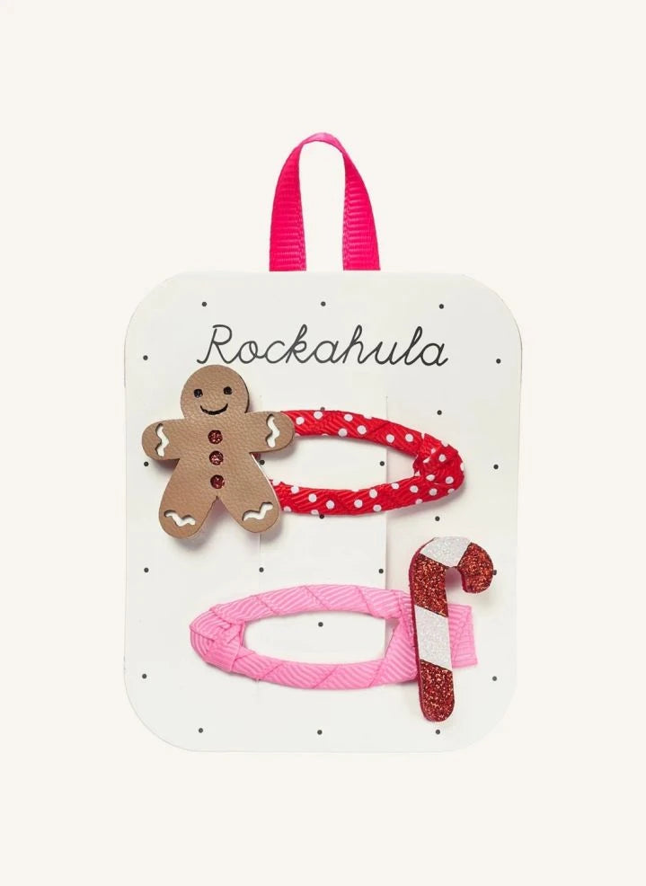 Rockahula Kids - Set de 2 clips para el cabello de muñeco de jengibre | Rojo