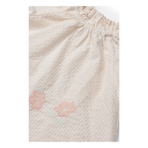 Copenhagen Colors - Conjunto de blusa y pelele de algodón orgánico con rayas de seersucker | Rosa Claro