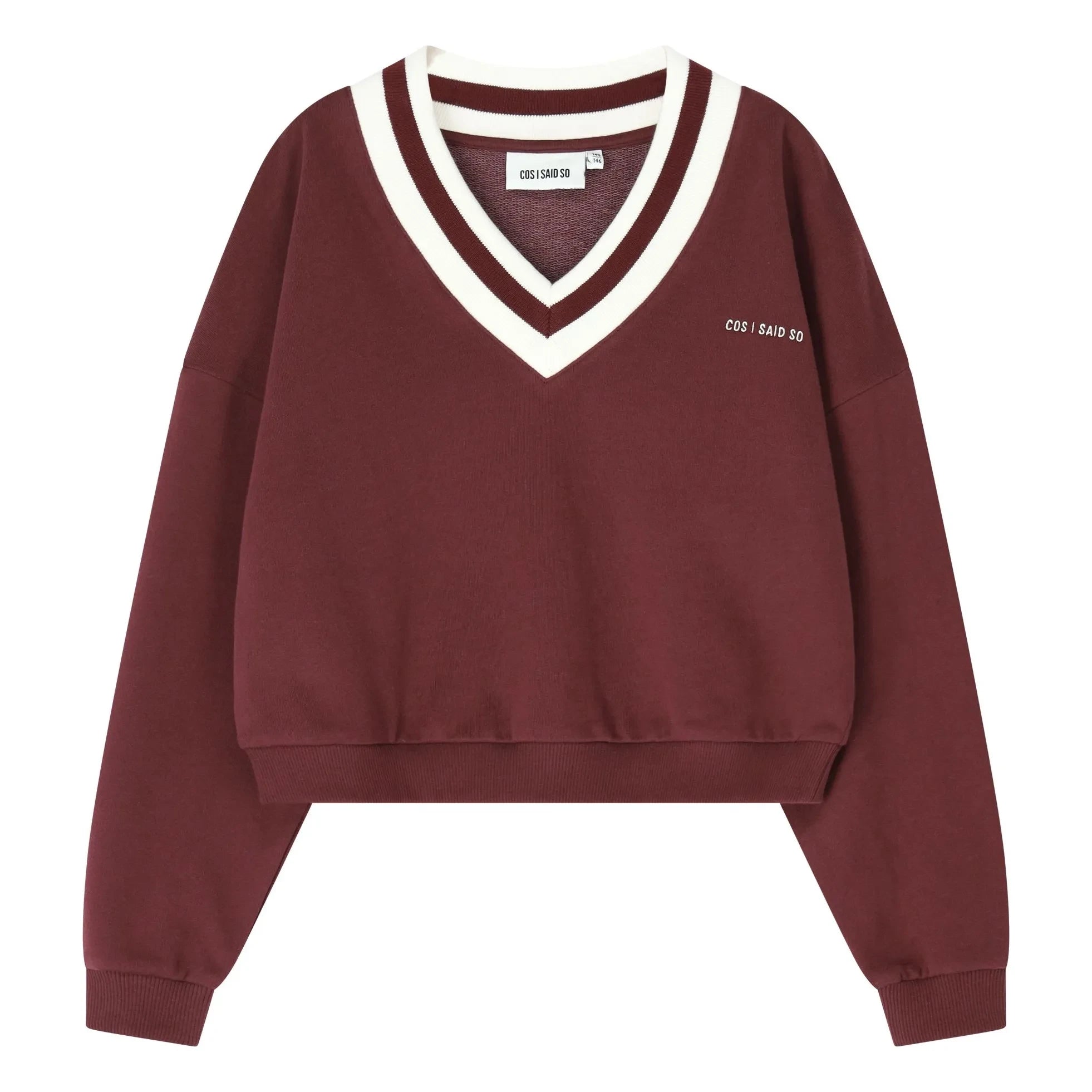 Cos I Said So - Sudadera de cuello de pico de algodón orgánico | Burdeos