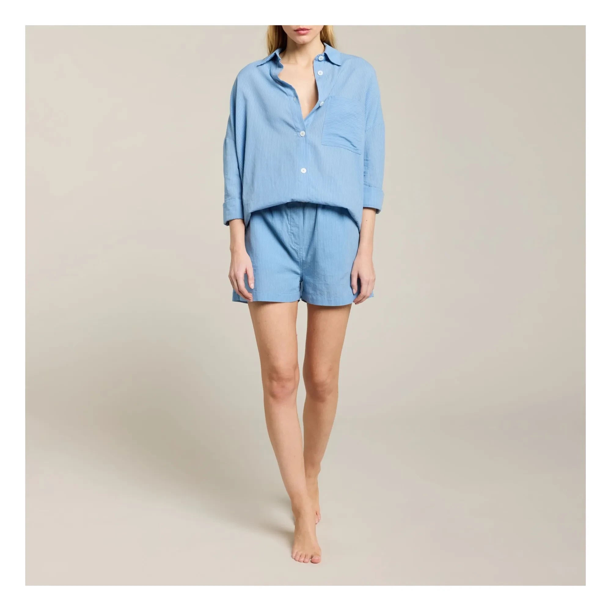 Maison Saint Julien - Camisa de Voile de Algodón Ramatuelle | Azul Celeste