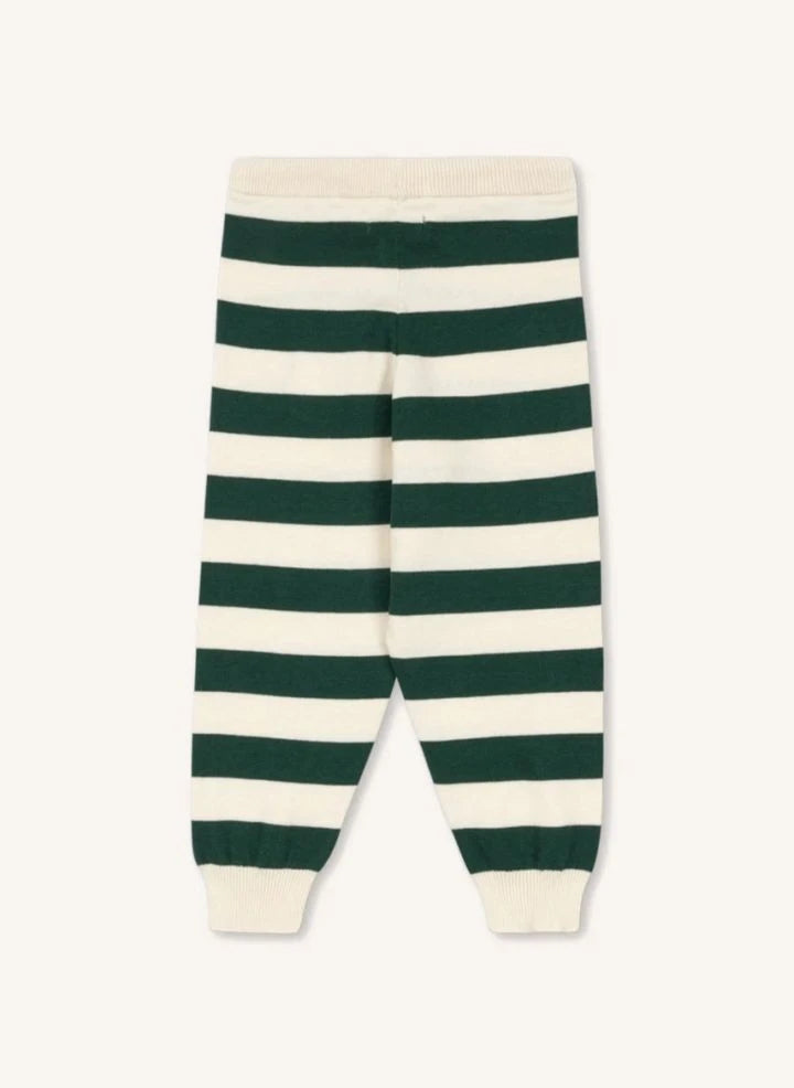 Konges Sløjd - Pantalón de punto de algodón orgánico a rayas anchas Manis | Crudo