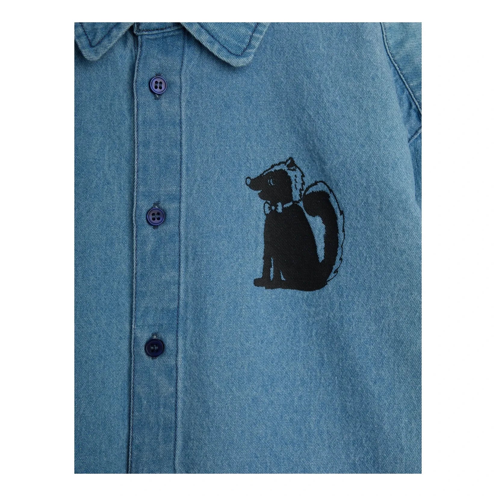 Mini Rodini - Camisa vaquera de algodón orgánico Mouffette | Azul