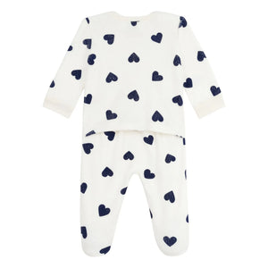 Petit Bateau - Pijama PB con corazones Sleep Well | Crudo