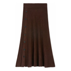 Bompard - Kaşmir Düğmeli Rib Etek | Chocolate