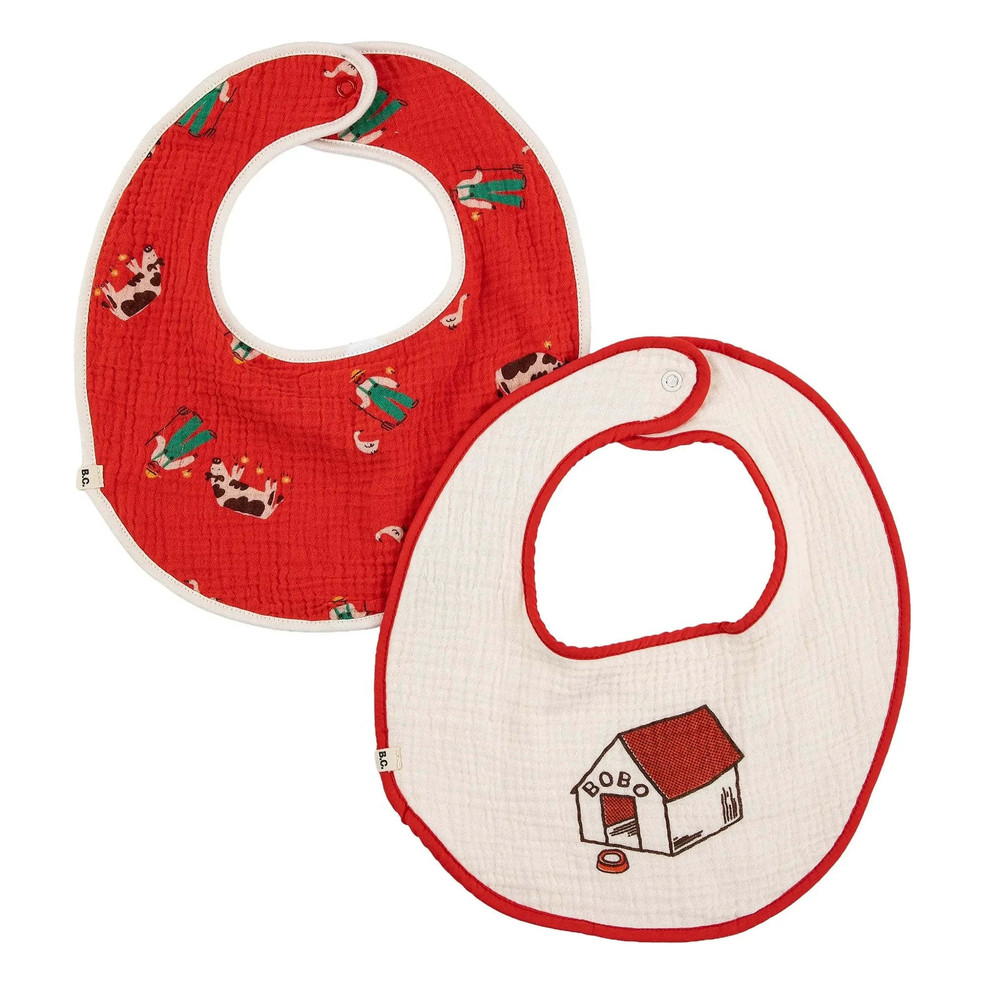 Bobo Choses - Conjunto de 2 baberos de granja | Rojo