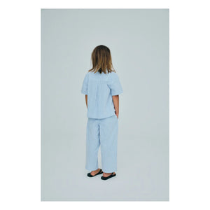 the new society - Camisa de lino seersucker a rayas Badem | Azul claro