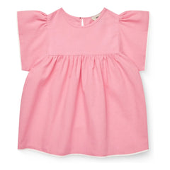 Copenhagen Colors - Blusa con volantes de algodón orgánico | Rosa empolvado