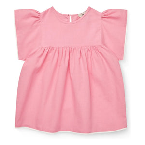 Copenhagen Colors - Blusa con volantes de algodón orgánico | Rosa empolvado