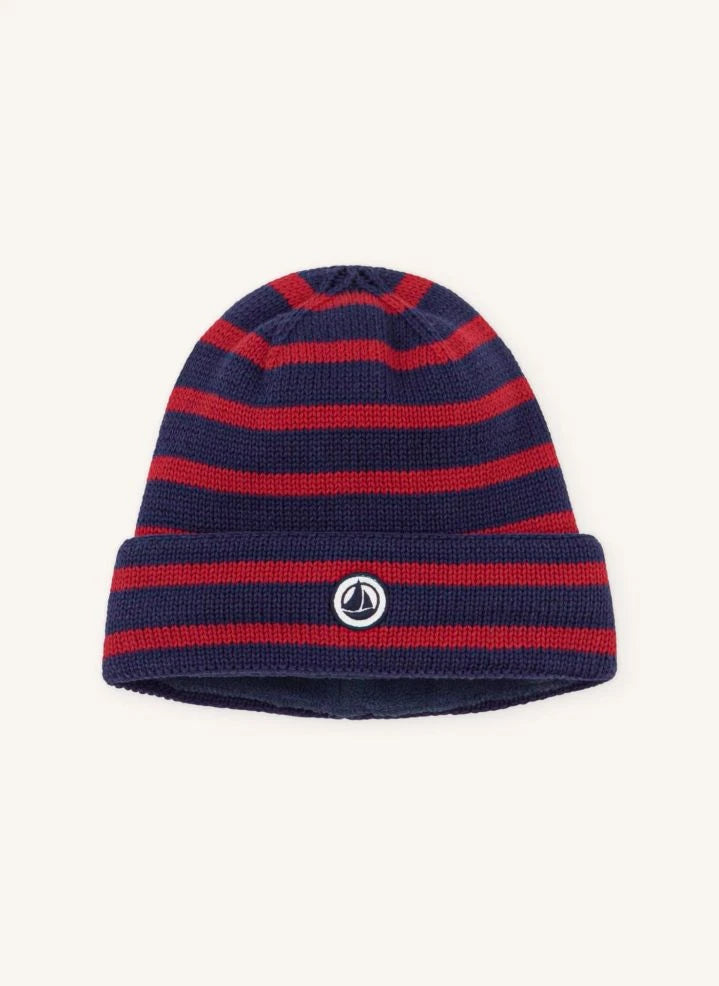 Petit Bateau - Gorro a rayas de algodón orgánico | Azul noche
