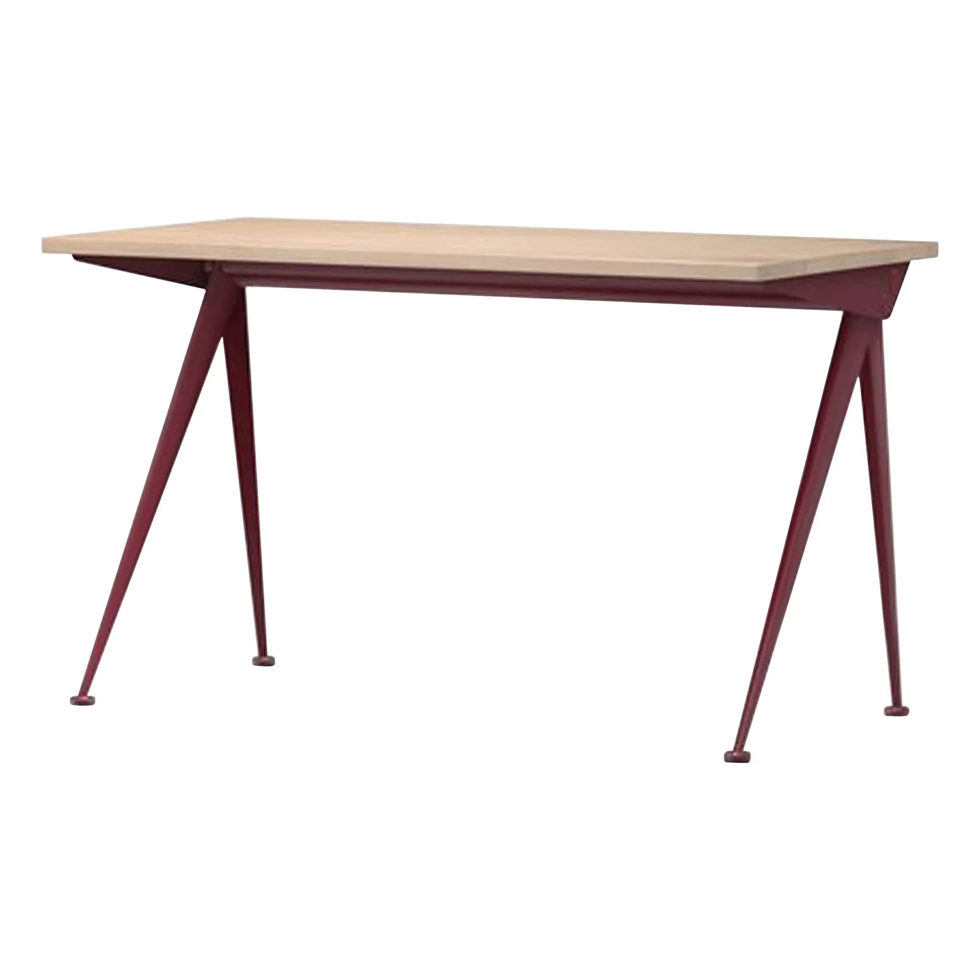 Vitra - Mesa Compas Direction - Base de color rojo japonés - Jean Prouvé, 1953 | Roble