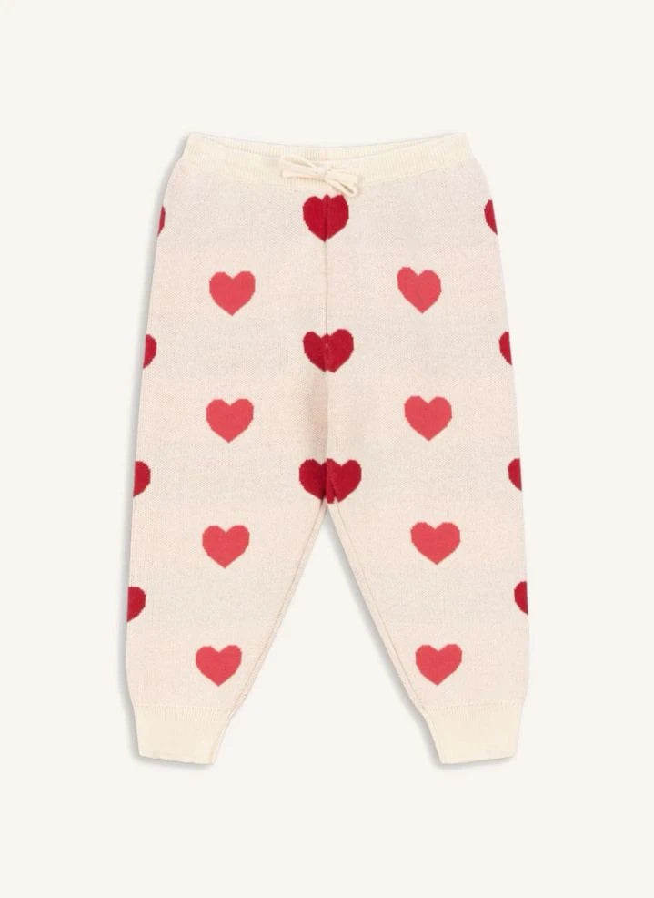 Konges Sløjd - Lapis Hearts Jogger de punto de algodón orgánico | Ecru