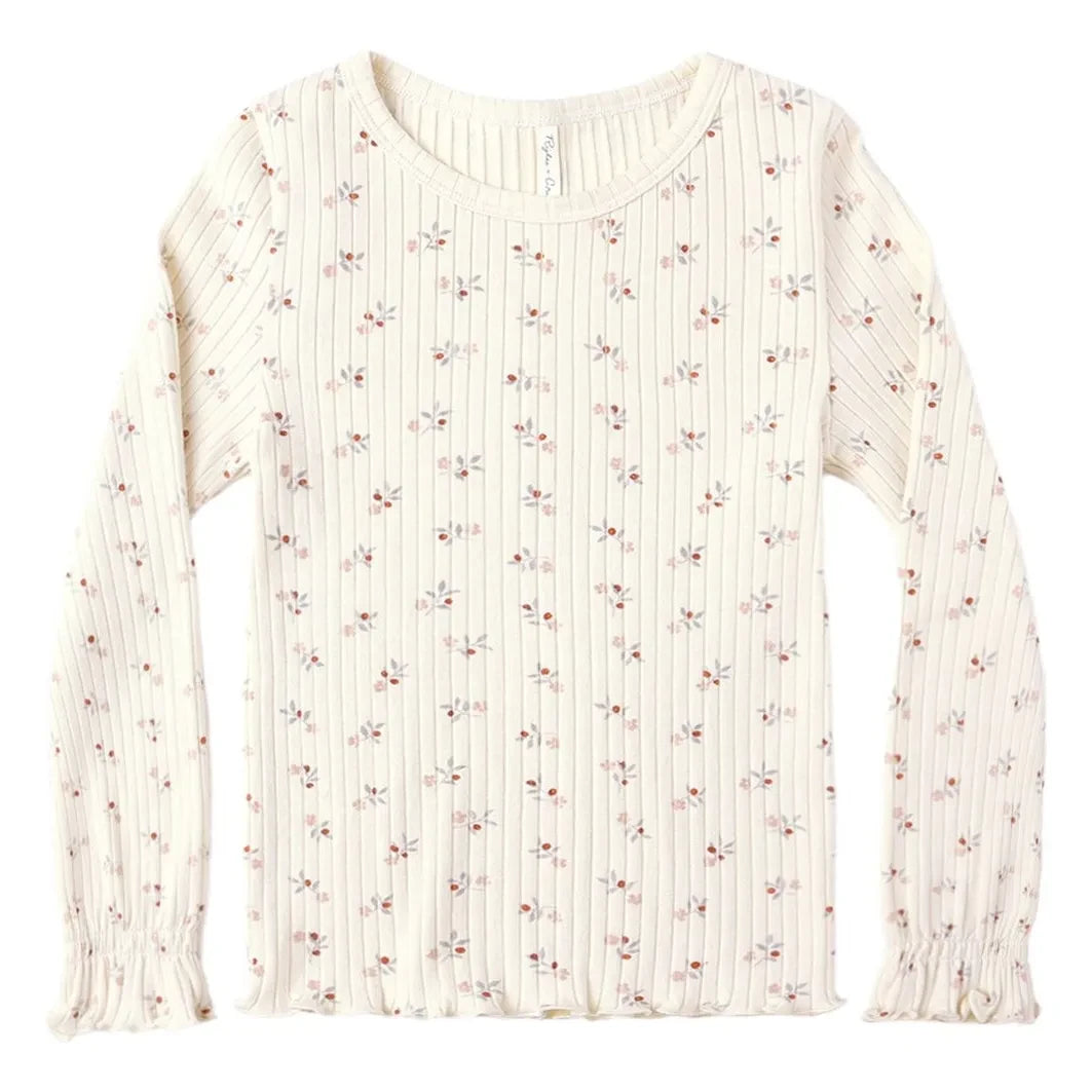 Rylee + Cru - Camiseta de Canalé con Estampado Floral | Crudo