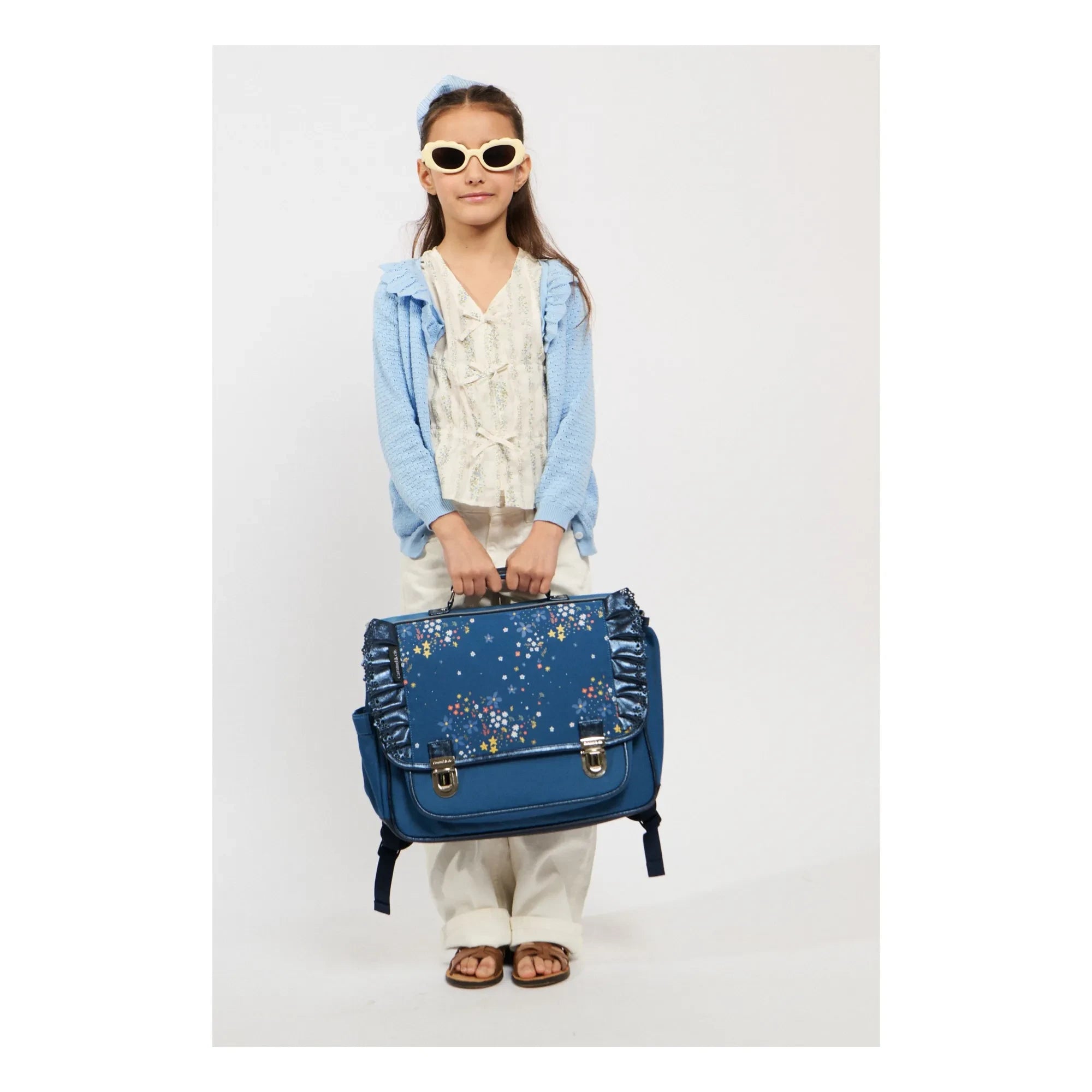 Caramel & Cie - Bolso bandolera con volantes Stella | Azul marino