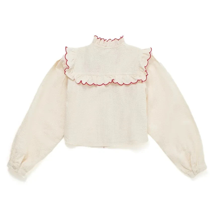 Maison Mangostan - Blusa de terciopelo vegetal | Crema