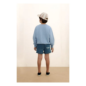 Tinycottons - Pantalones Cortos Vaqueros Rayas | Azul