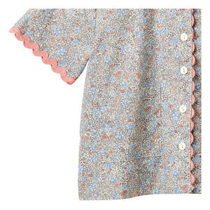 Wheat - Camisa de algodón orgánico Lace Vilma Fleurie | Azul claro
