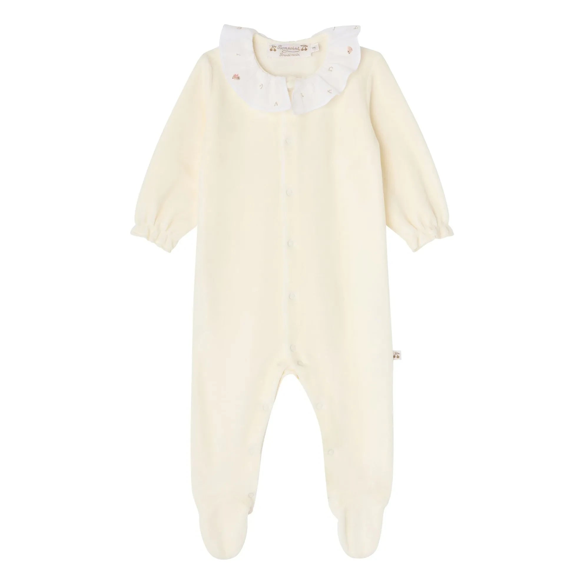 Bonpoint - Pijama de cuello con volantes de algodón orgánico Lintina | Crema