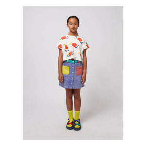 Bobo Choses - Falda de algodón orgánico con bloques de color | Azul