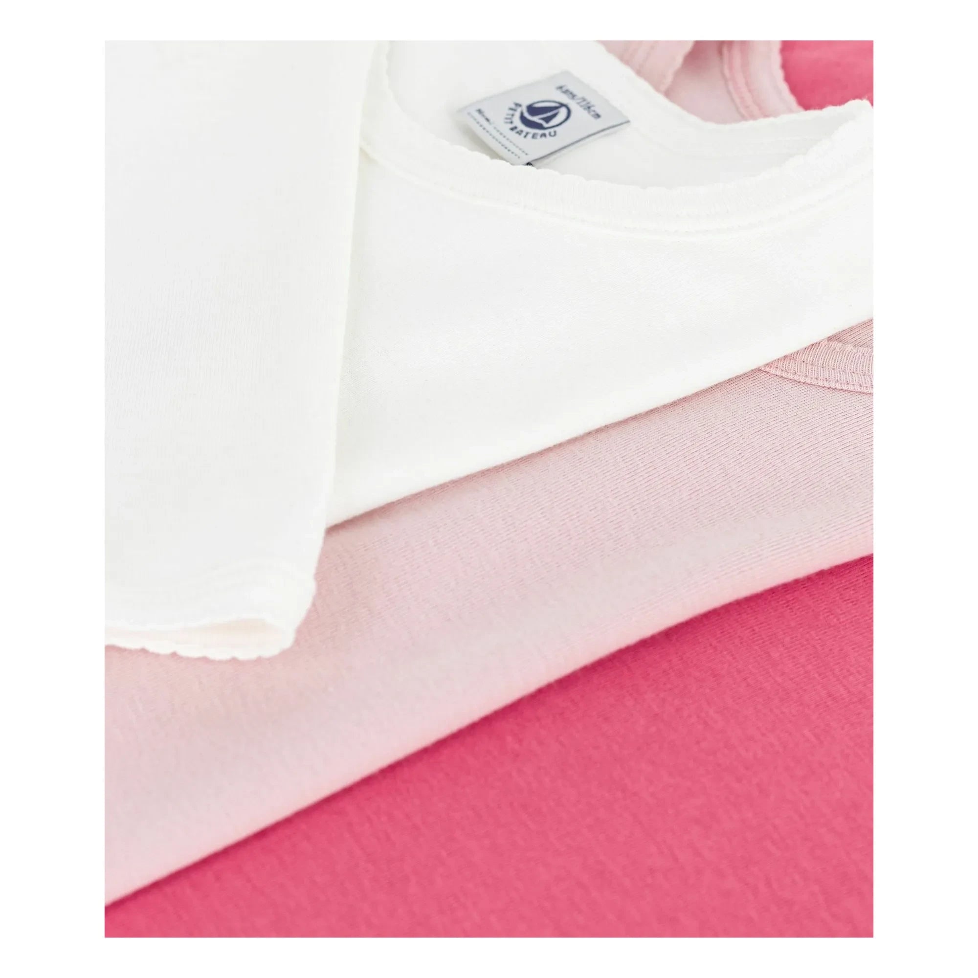 Petit Bateau - Pack de 3 camisetas de algodón orgánico para niña | Rosa