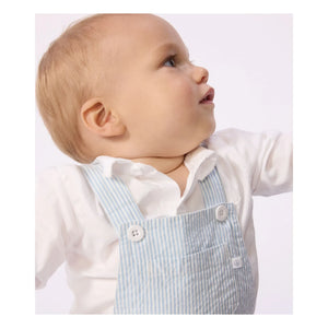 Petit Bateau - Peto corto de sirsaca de algodón orgánico a rayas | Azul claro