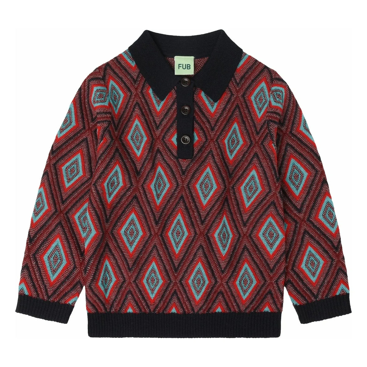 FUB - Polo de lana merino Harlequin | Azul marino