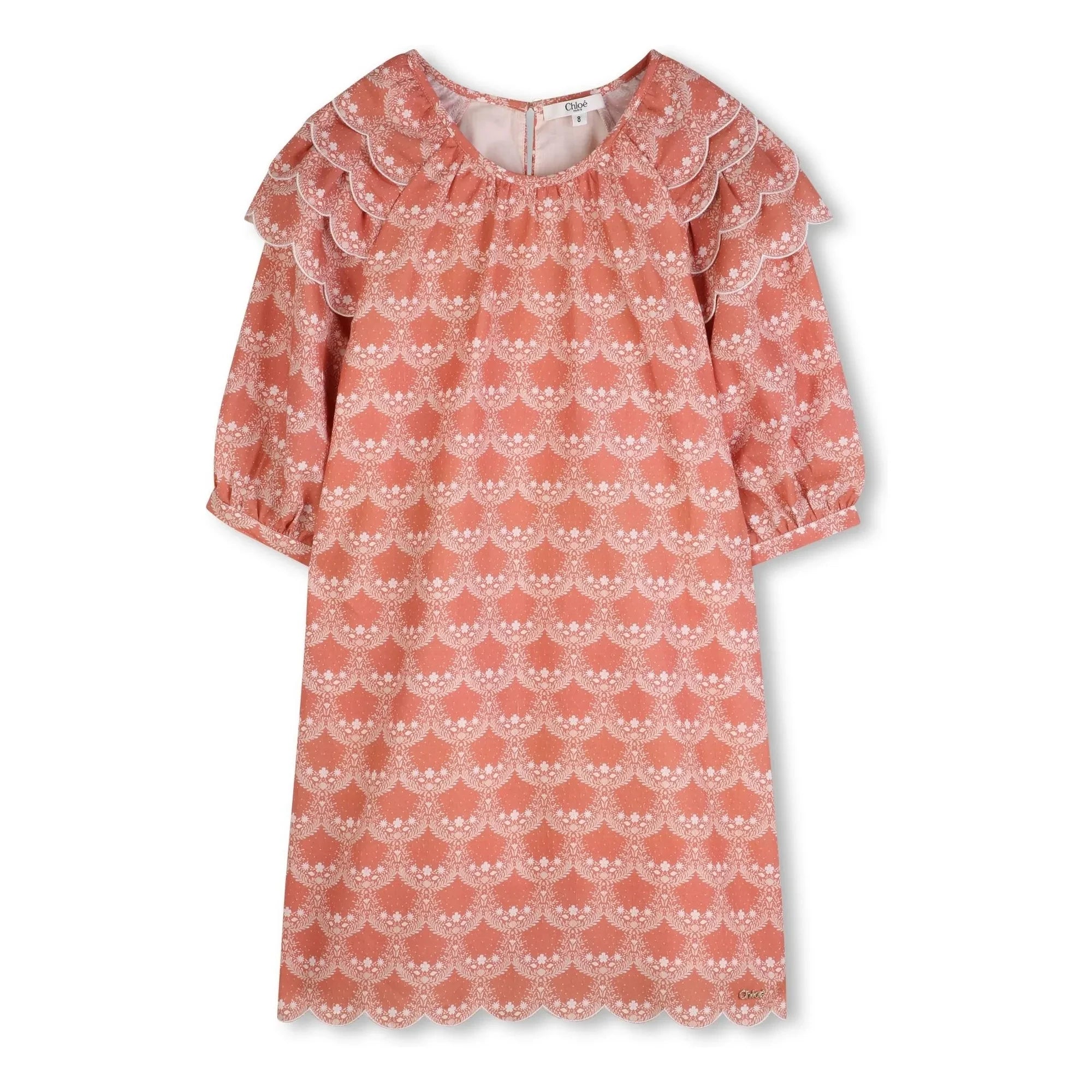 Chloé - Vestido de algodón orgánico con volantes | Melocotón