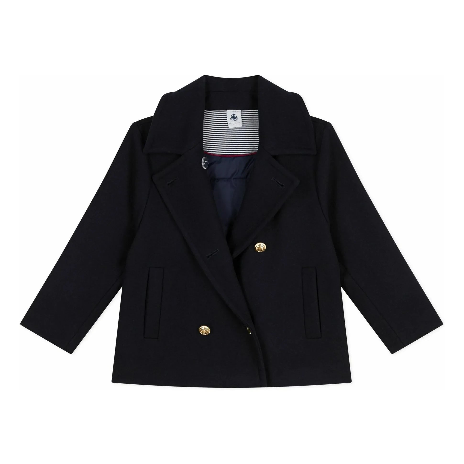 Petit Bateau - Chaqueta de lana cruzada | Azul marino