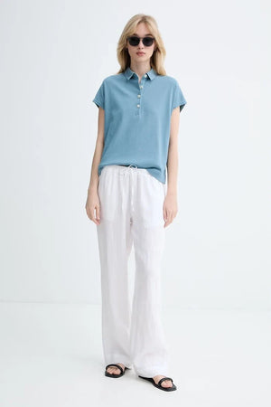 Camiseta de mujer de algodón con cuello de Marc O'Polo