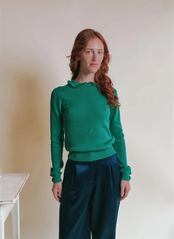 Emile et Ida - Jersey de ganchillo Eliane | Verde oliva