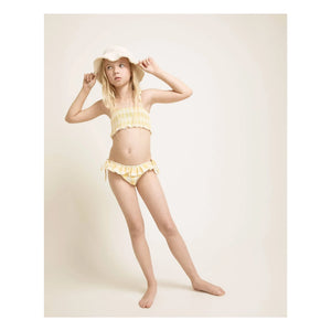 Búho - Bañador de algodón orgánico seersucker Vichy | Amarillo