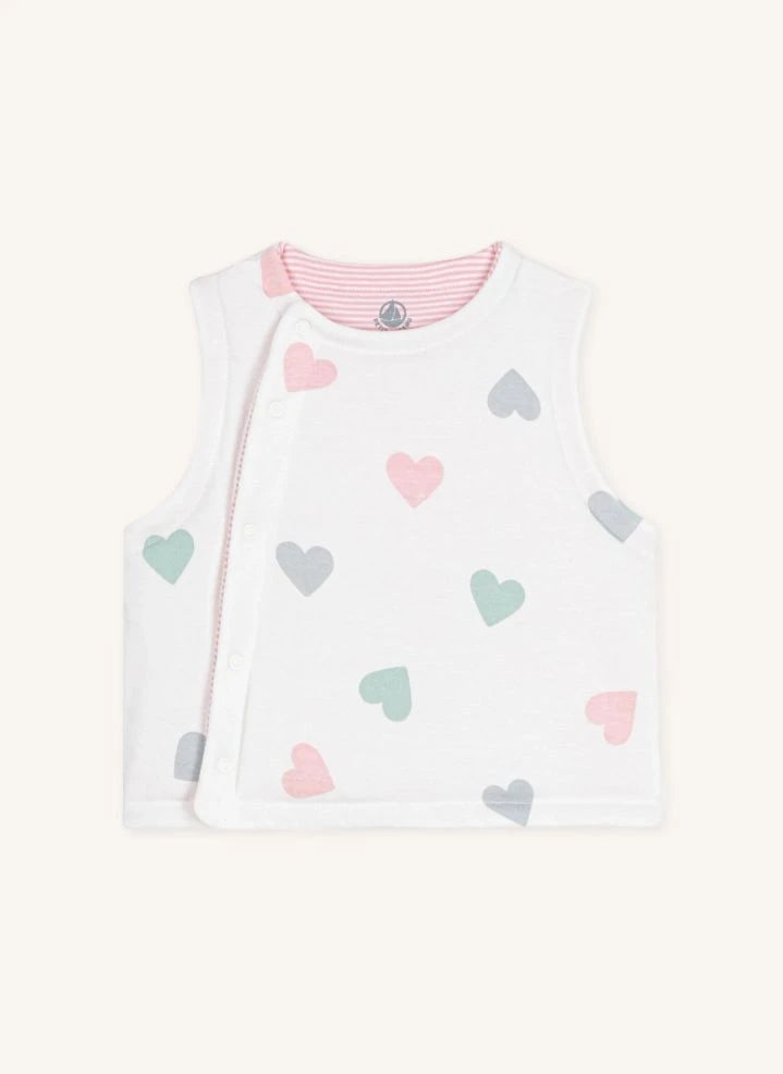 Petit Bateau - Chaleco sin mangas de algodón orgánico con corazón | Blanco