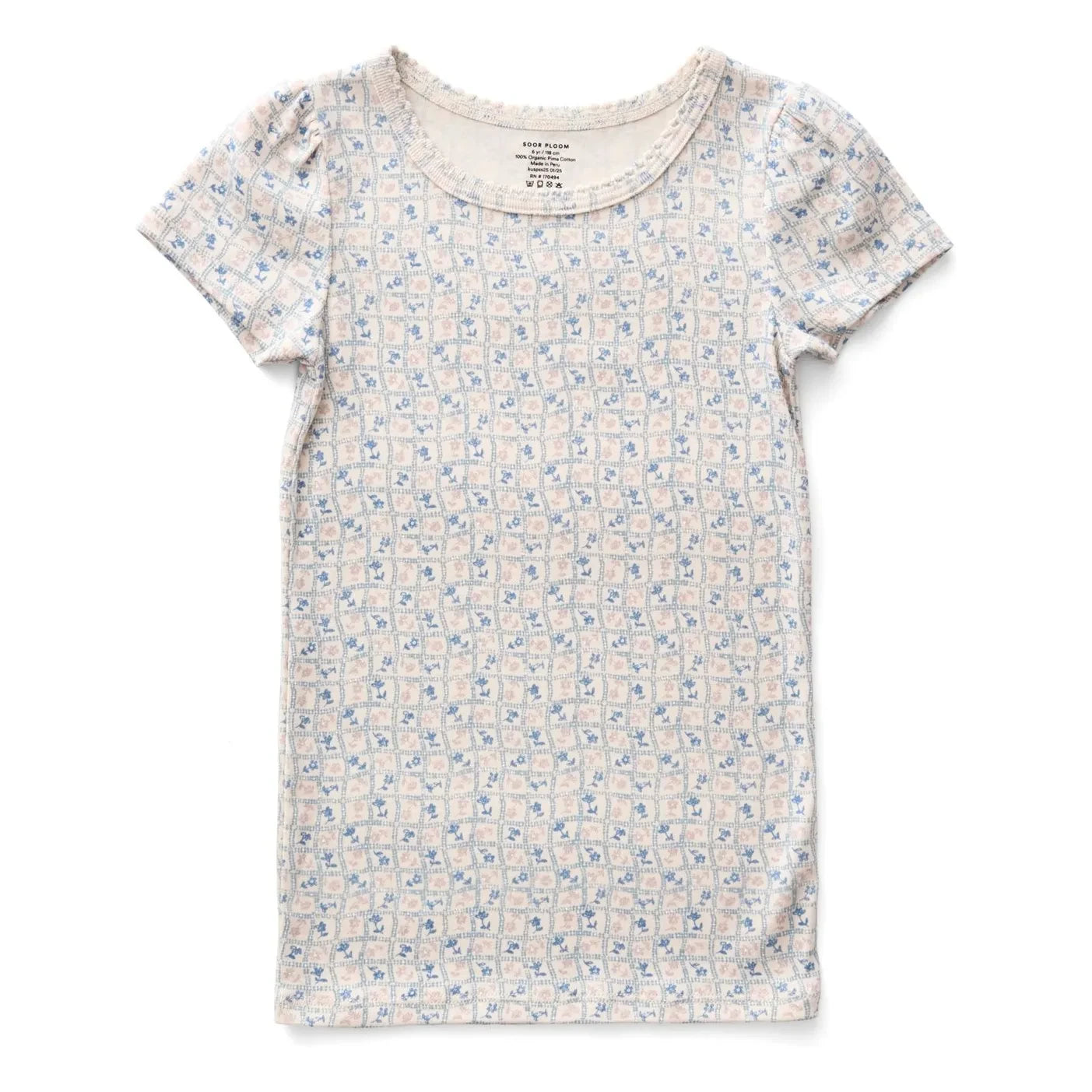 Soor Ploom - Camiseta abullonada de algodón orgánico con flores | Crudo
