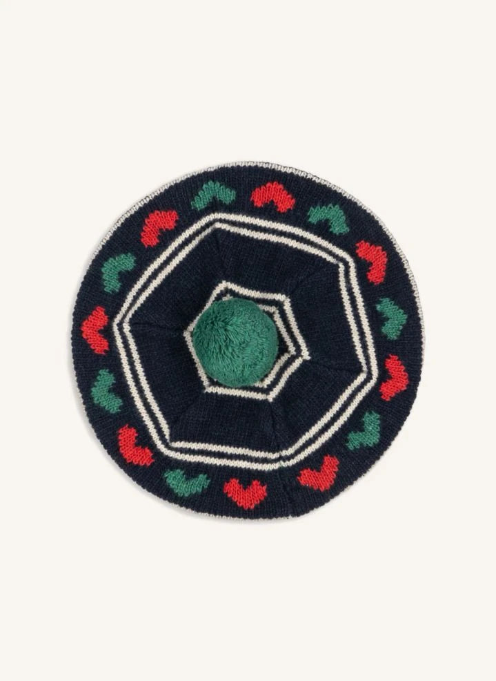 Konges Sløjd - Belou Hearts Gorro de algodón orgánico | Azul marino