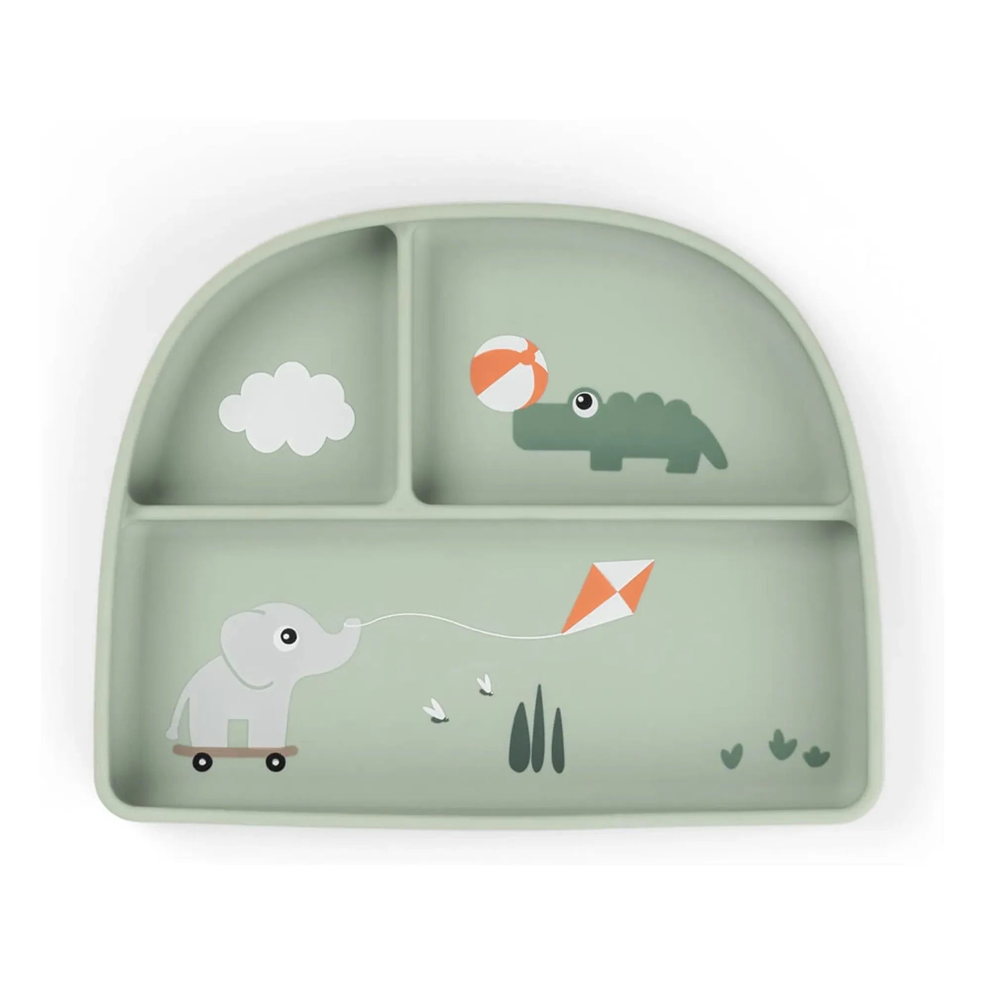 Done by deer - Plato compartimentado con ventosa | Verde