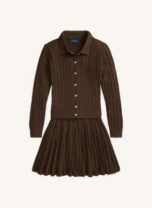 Ralph Lauren - Conjunto de chaleco y falda con logo | Marrón
