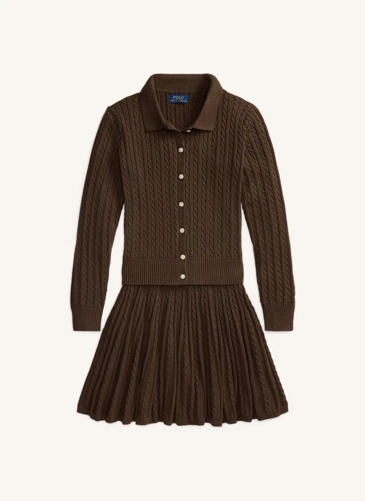 Ralph Lauren - Conjunto de chaleco y falda con logo | Marrón