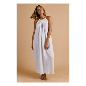 Anja Paris - Vestido halter de algodón con gasa | Blanco