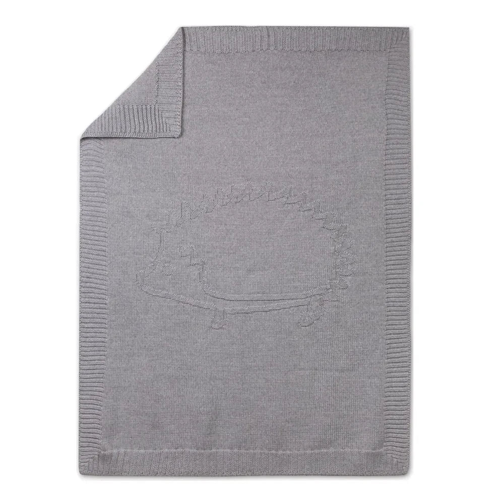 Tartine et Chocolat - Manta 75x100 cm a Cuadros con Dibujo de Erizo de Lana y Acrílico | Gris Claro