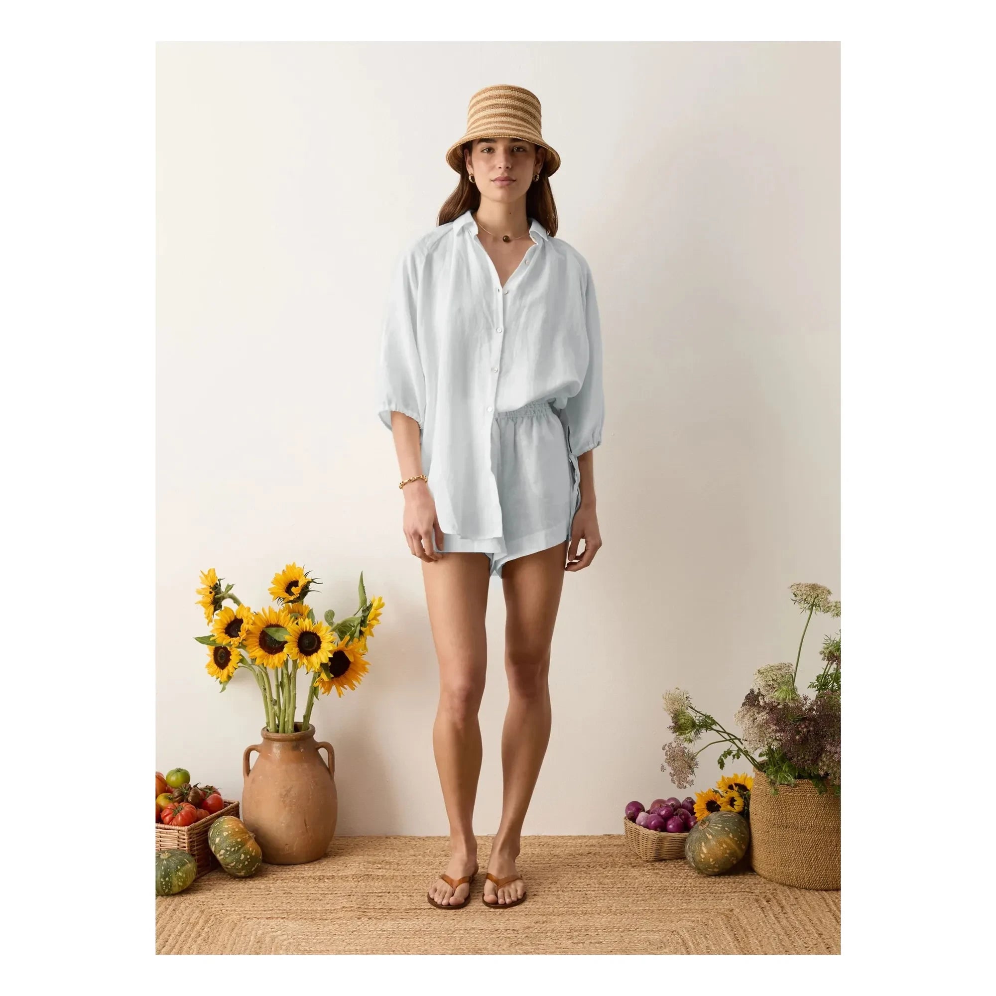 Boteh - La Ponche Shorts de lino y algodón | Azul claro
