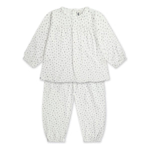 Sleepy Doe - Pijama de gasa con estampado floral de algodón orgánico | Blanco