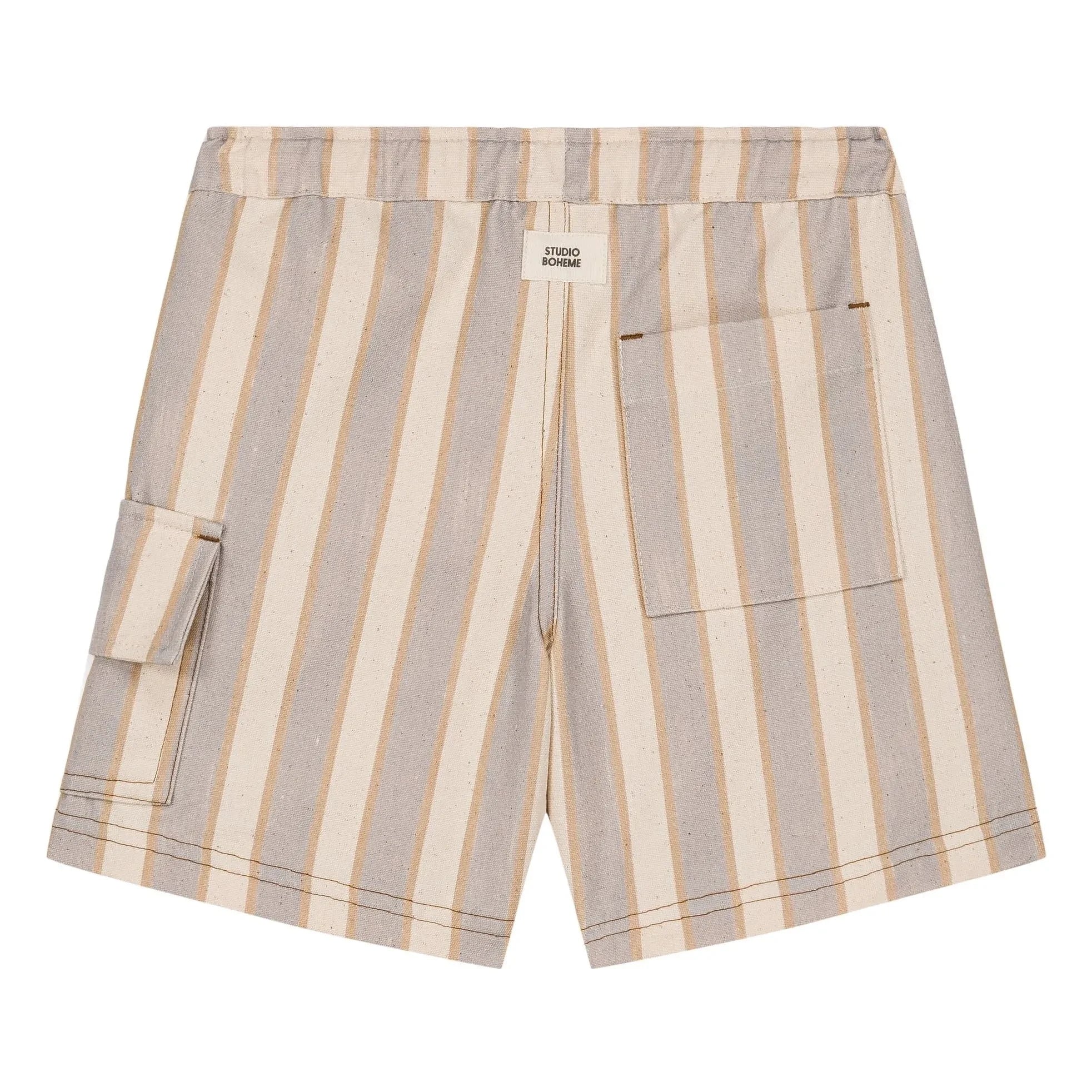 Studio Bohème - Bermuda cargo de algodón orgánico a rayas | Azul claro